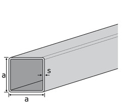 1.4301 Deko- Vierkantrohr 40x40x2 mm HF-geschweißt geschliffen EZL 6 m + Schutzschlauch