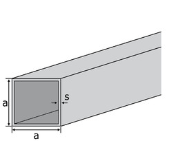 Alu-Vierkantrohr EN-AW 6060 (AlMgSi0,5) 60x60x3 mm gepresst T66 EZL 6 m